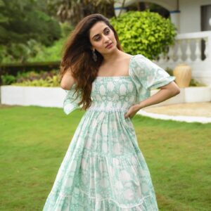 Winter Sky Printed Cotton Dress