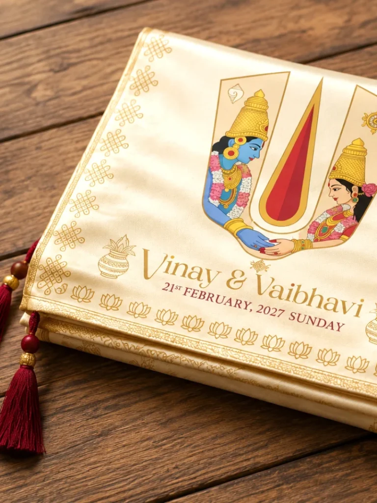70×46″ Traditional Shrinivasa Kalyana Antarpat – Satin Printed