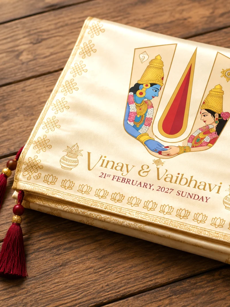 70×46″ Traditional Shrinivasa Kalyana Antarpat – Satin Printed - Image 1